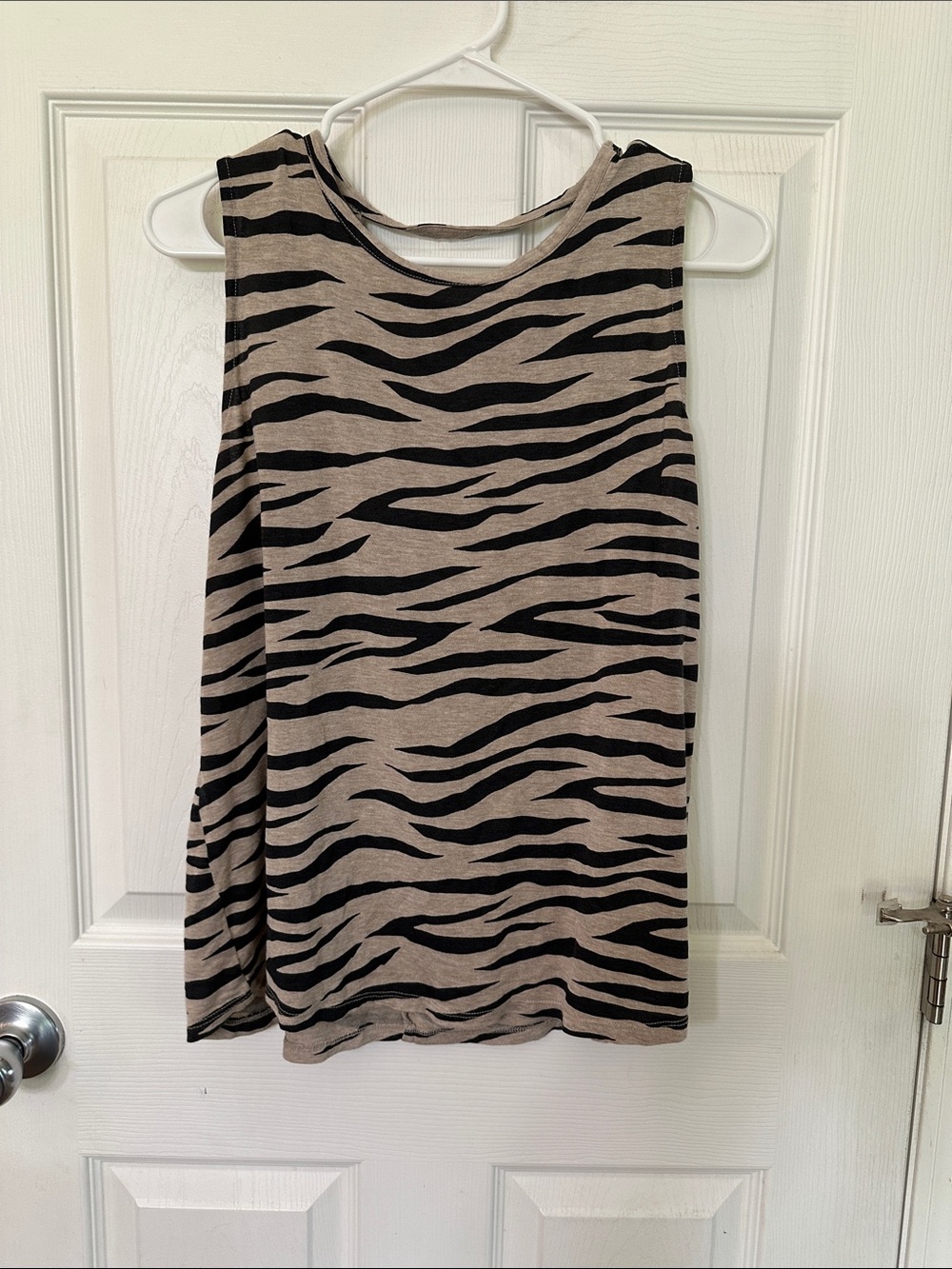 Maurices Zebra-Print Tank Top in Beige and Black